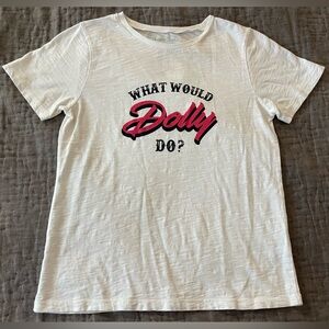 Draper James White 'What Would Dolly Do?' T-Shirt 100% Cotton Preppy Nashville